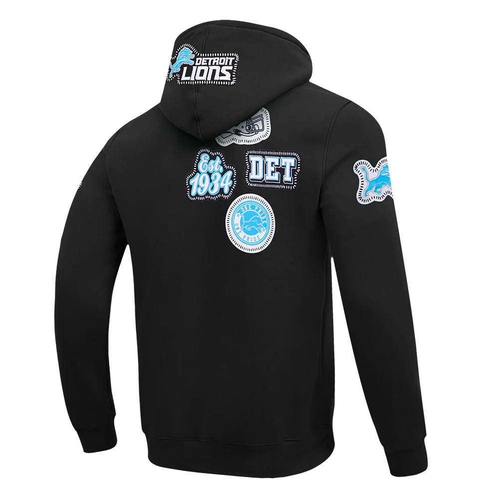 NFL DETROIT LIONS DIY PICK STITCH MEN'S DOUBLE KNIT PULLOVER HOODIE (BLACK) - Image 4