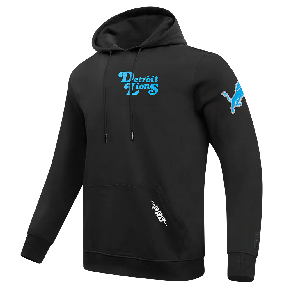 NFL DETROIT LIONS SOUVENIR MEN'S FLEECE PULLOVER HOODIE (BLACK) - Image 4