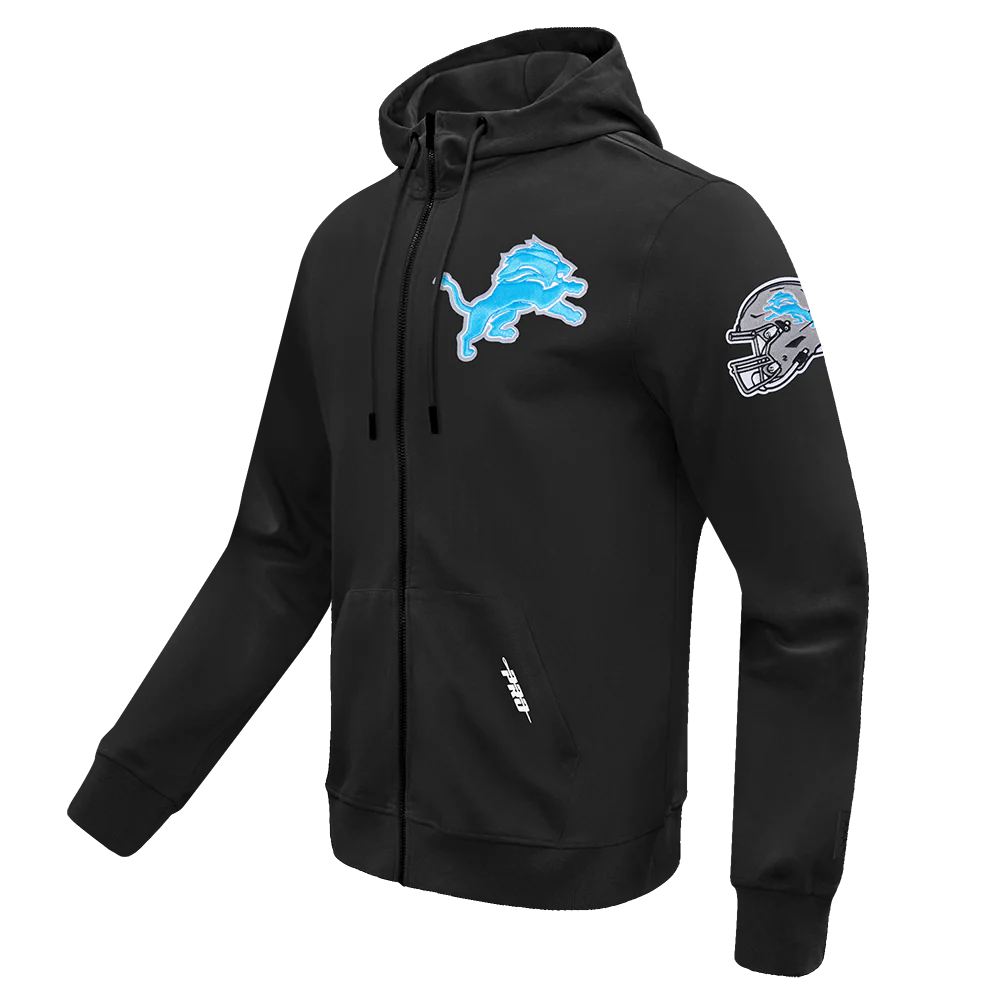 NFL DETROIT LIONS CLASSIC WIND SUIT MEN'S WOVEN FULL ZIP PULLOVER HOODIE (BLACK) - Image 2