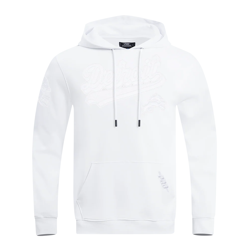 NFL DETROIT LIONS WHITE OUT MEN'S DOUBLE KNIT PULLOVER HOODIE (WHITE)
