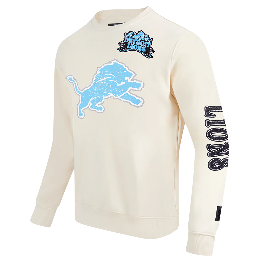 NFL DETROIT LIONS REBEL ATHLETICS MEN'S FLC CREWNECK (EGGSHELL) - Image 10
