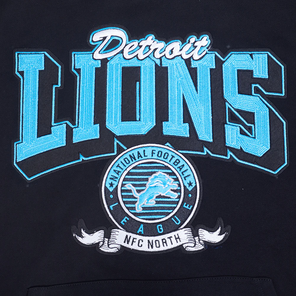 NFL DETROIT LIONS TEAM BADGE MEN'S RIB FLC PO HOODIE (BLACK/GRAY) - Image 10