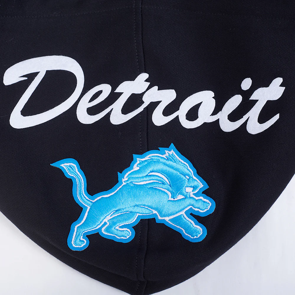NFL DETROIT LIONS TEAM BADGE MEN'S RIB FLC PO HOODIE (BLACK/GRAY) - Image 11