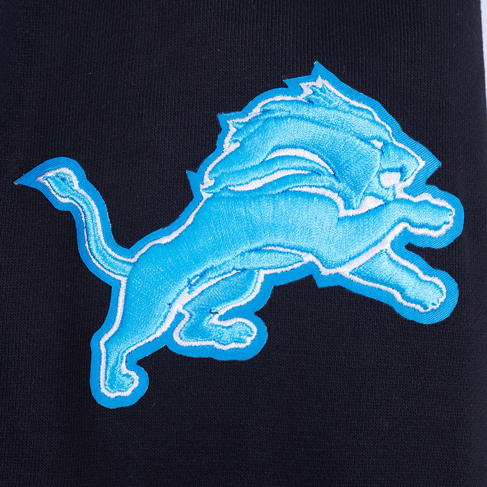 NFL DETROIT LIONS TEAM BADGE MEN'S RIB FLC PO HOODIE (BLACK/GRAY) - Image 12