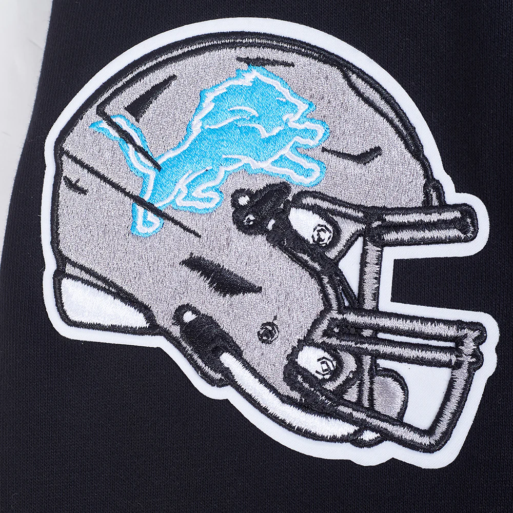 NFL DETROIT LIONS TEAM BADGE MEN'S RIB FLC PO HOODIE (BLACK/GRAY) - Image 9