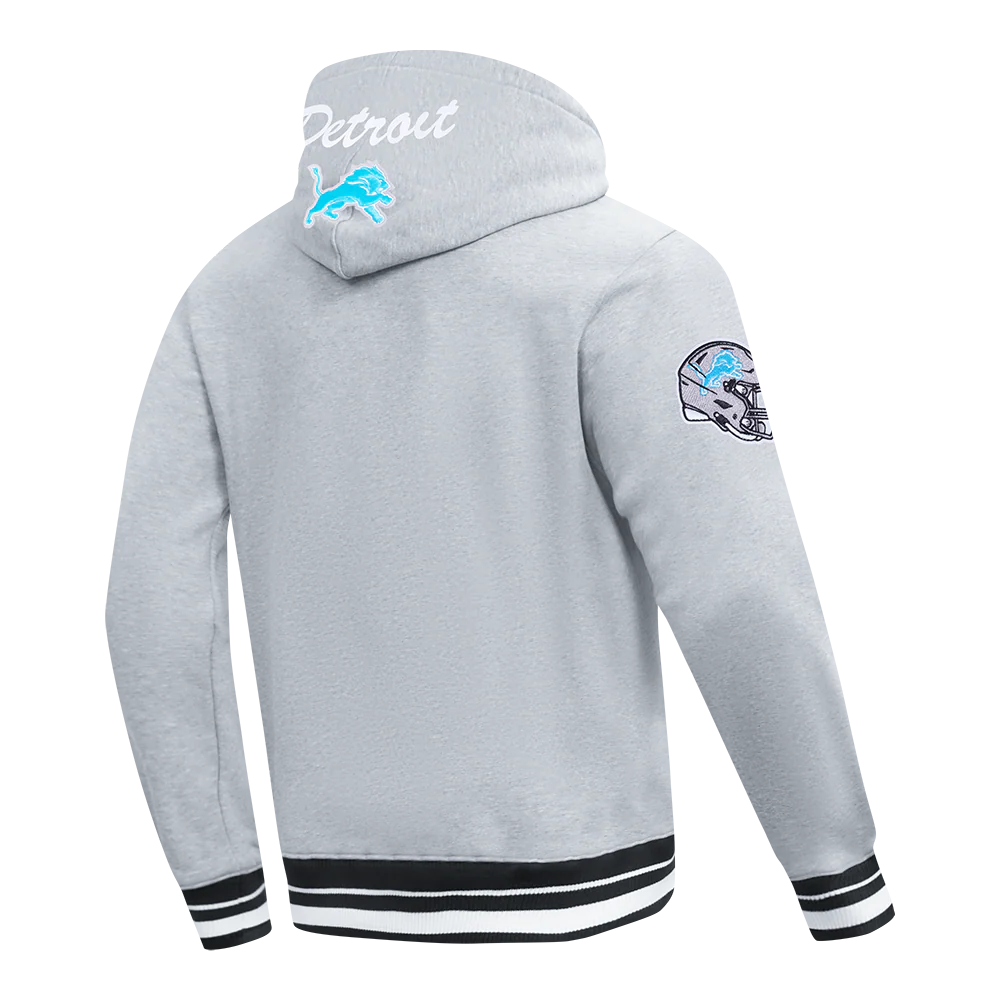 NFL DETROIT LIONS TEAM BADGE MEN'S RIB PO HOODIE (HEATHER GRAY/BLACK) - Image 8