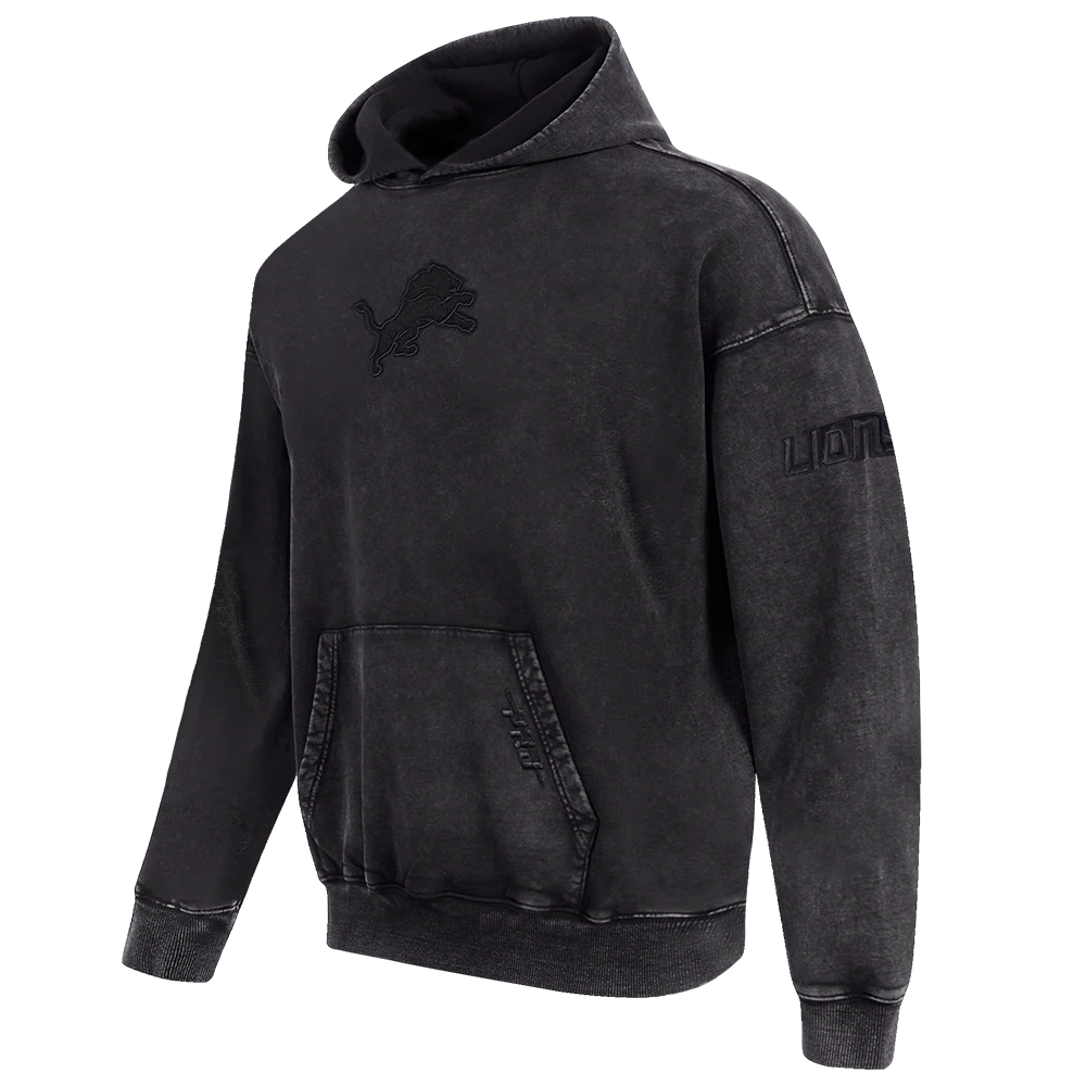 NFL DETROIT LIONS WASHED CLASSIC MEN'S ENZYME WASH DROP SHOULDER FT (WASHED BLACK) - Image 4