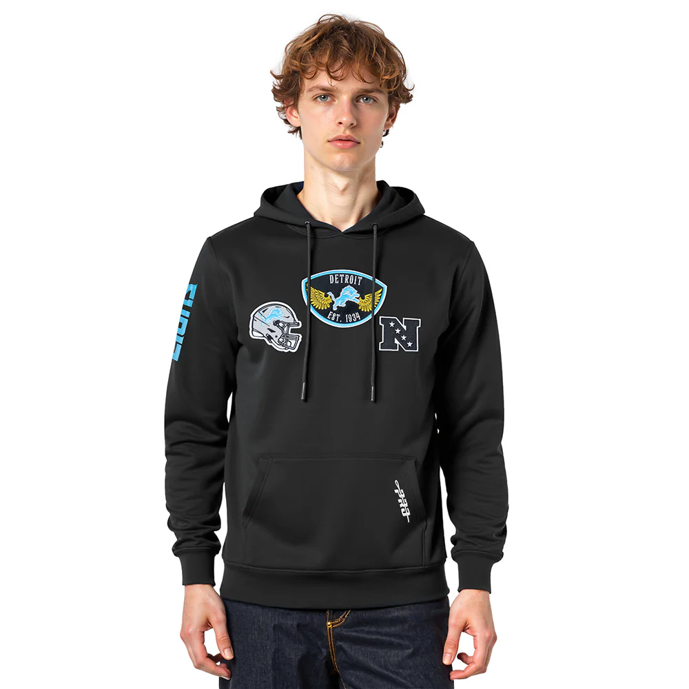 NFL DETROIT LIONS BORN FOR SPORT MEN'S FLC PO HOODIE (BLACK)