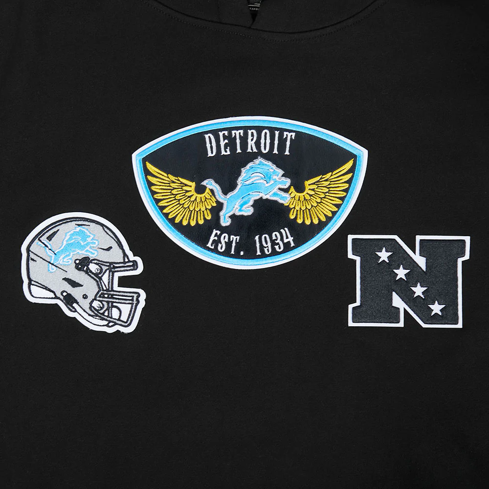 NFL DETROIT LIONS BORN FOR SPORT MEN'S FLC PO HOODIE (BLACK) - Image 5