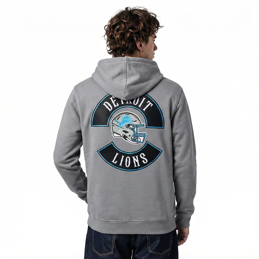 NFL DETROIT LIONS BORN FOR SPORT MEN'S FLC PO HOODIE (Gray) - Image 2