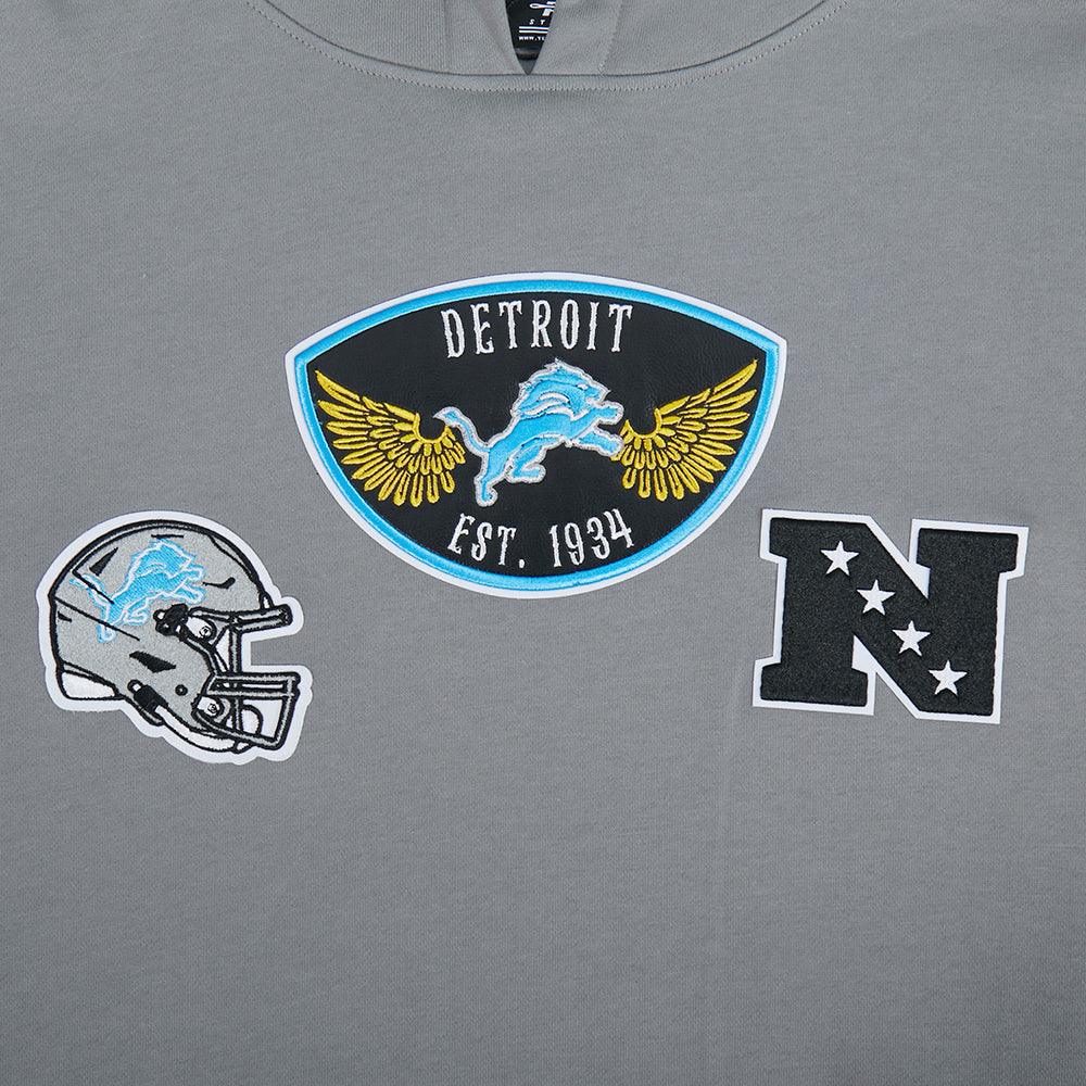 NFL DETROIT LIONS BORN FOR SPORT MEN'S FLC PO HOODIE (Gray) - Image 6