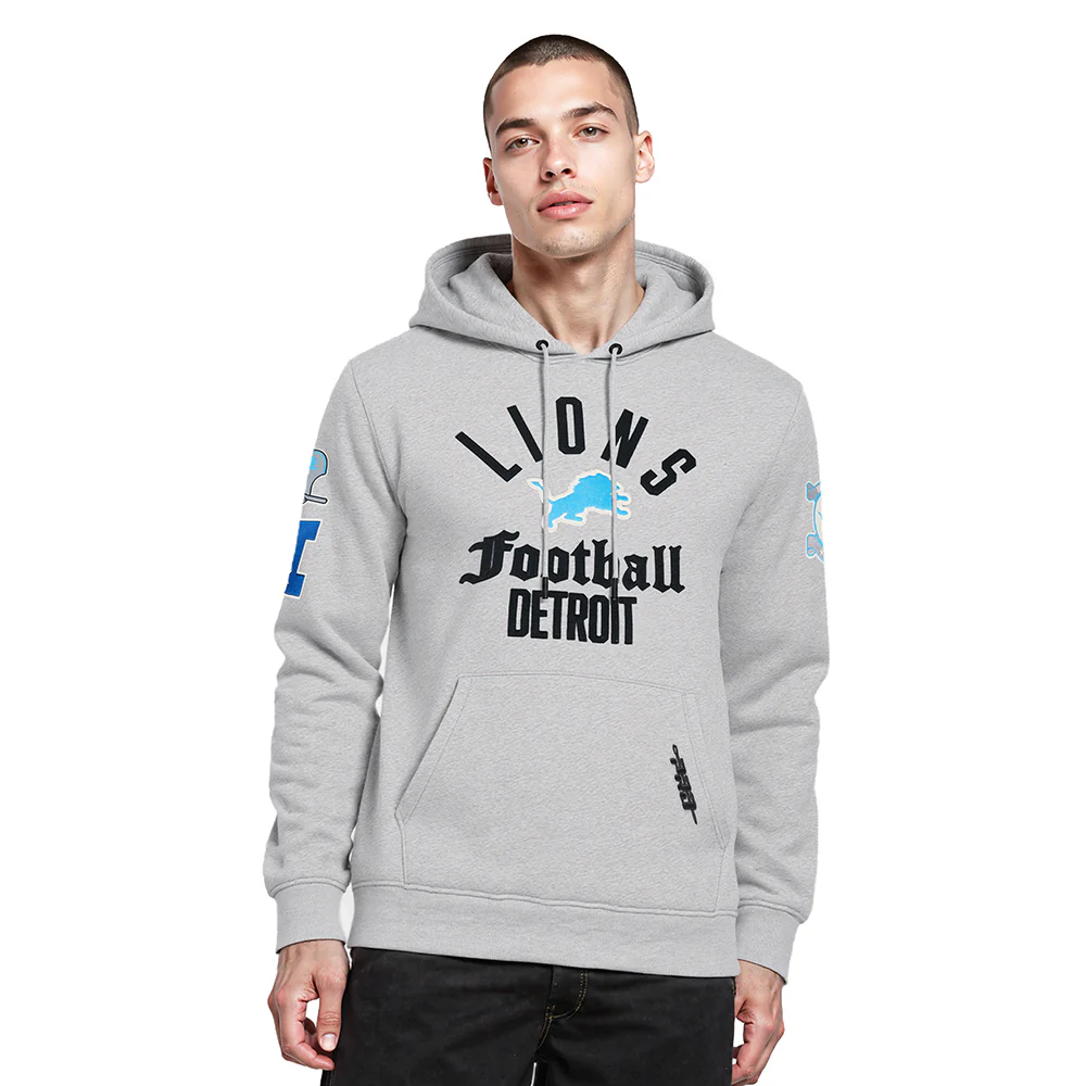 NFL DETROIT LIONS MODERN ORIGINALS MEN'S FLC PO HOODIE (Heather Grey)