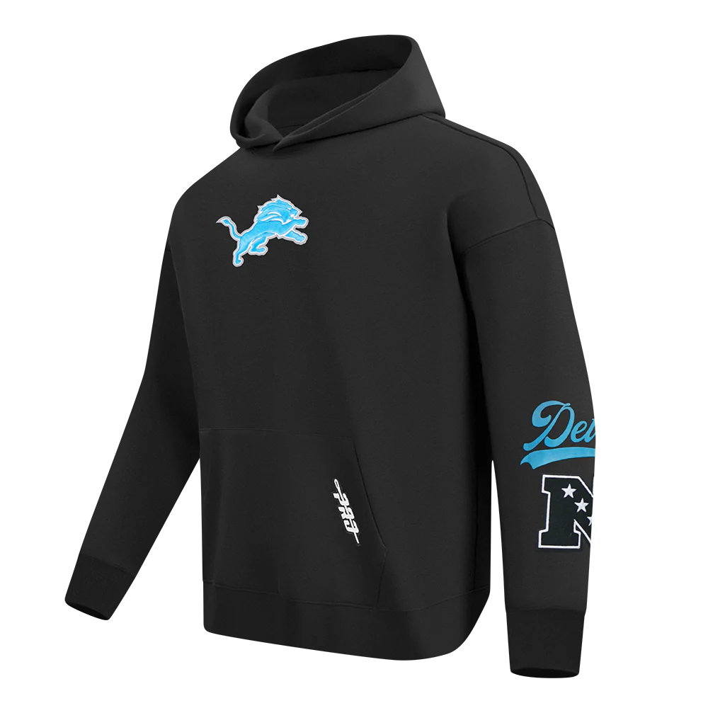 NFL DETROIT LIONS LIVING LARGE MEN'S DROP SHOULDER FLC PO HOODIE (BLACK) - Image 3