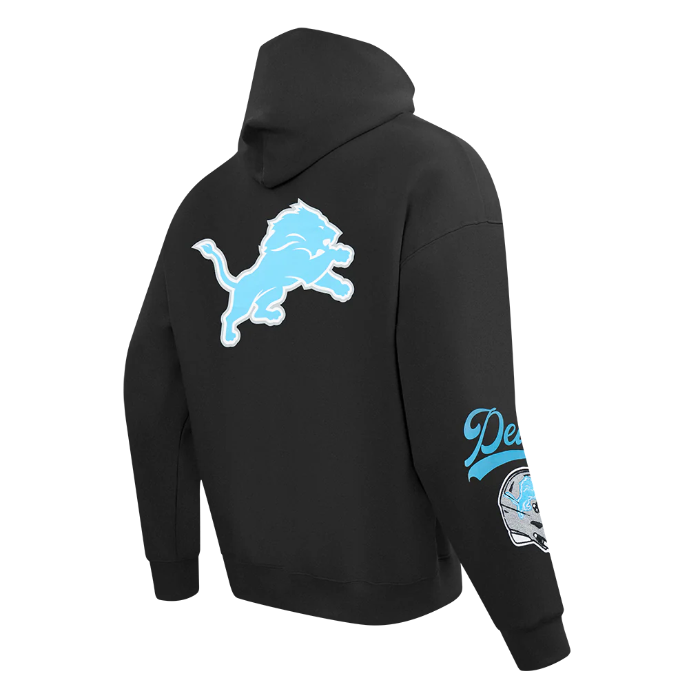 NFL DETROIT LIONS LIVING LARGE MEN'S DROP SHOULDER FLC PO HOODIE (BLACK) - Image 4