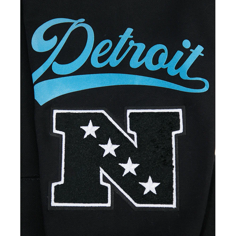 NFL DETROIT LIONS LIVING LARGE MEN'S DROP SHOULDER FLC PO HOODIE (BLACK) - Image 6