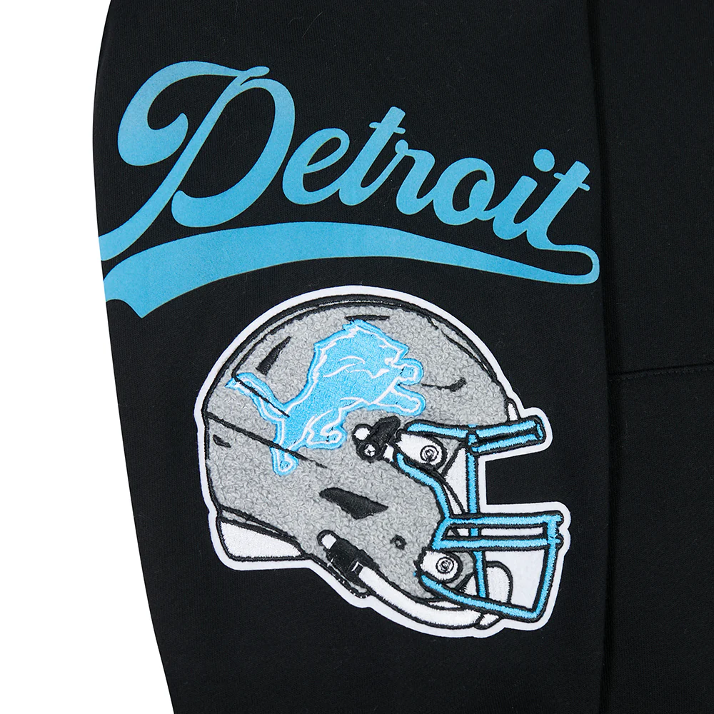 NFL DETROIT LIONS LIVING LARGE MEN'S DROP SHOULDER FLC PO HOODIE (BLACK) - Image 7