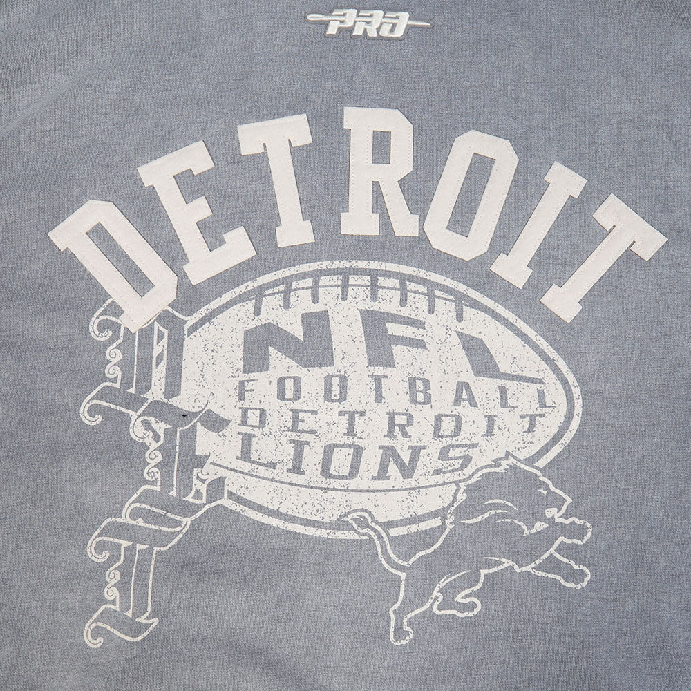 NFL DETROIT LIONS STREET TEAM MEN'S ENZYME WASH DS FT PO HOODIE (WASHED GREY) - Image 9