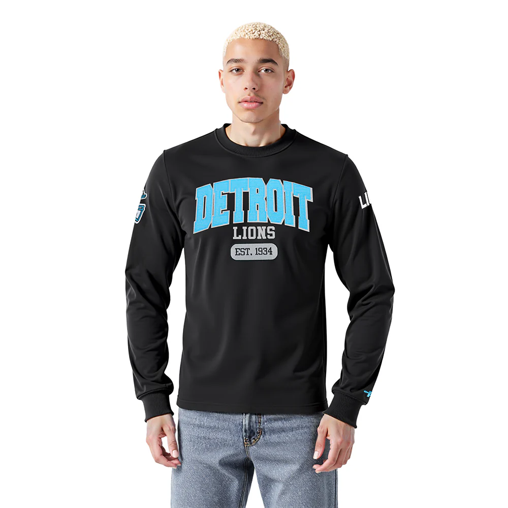 NFL DETROIT LIONS CITY ARCH MEN'S FLC CREWNECK (BLACK)