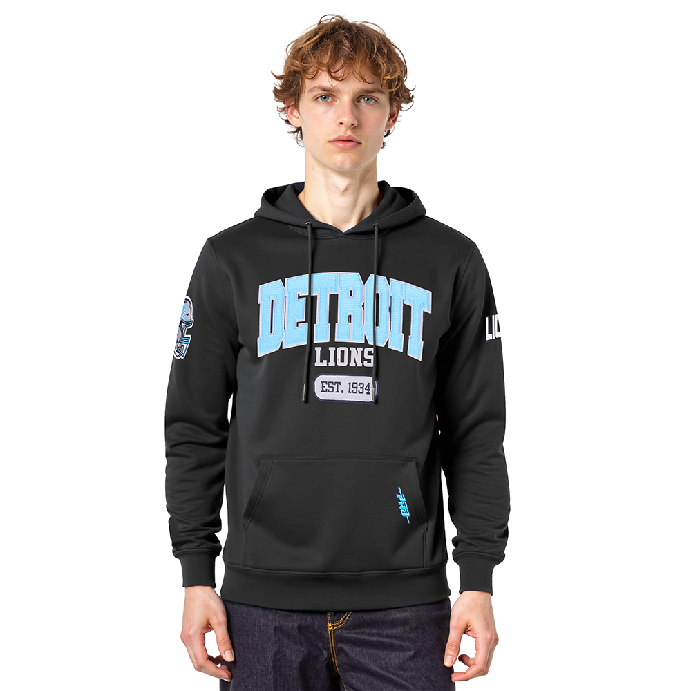 NFL DETROIT LIONS CITY ARCH MEN'S FLC PO HOODIE (BLACK)