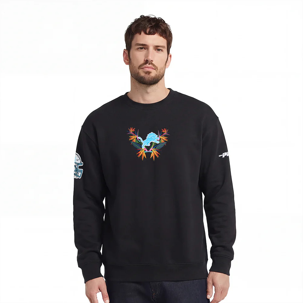 NFL DETROIT LIONS PARADISE MEN'S CREWNECK SWEATSHIRT (BLACK)