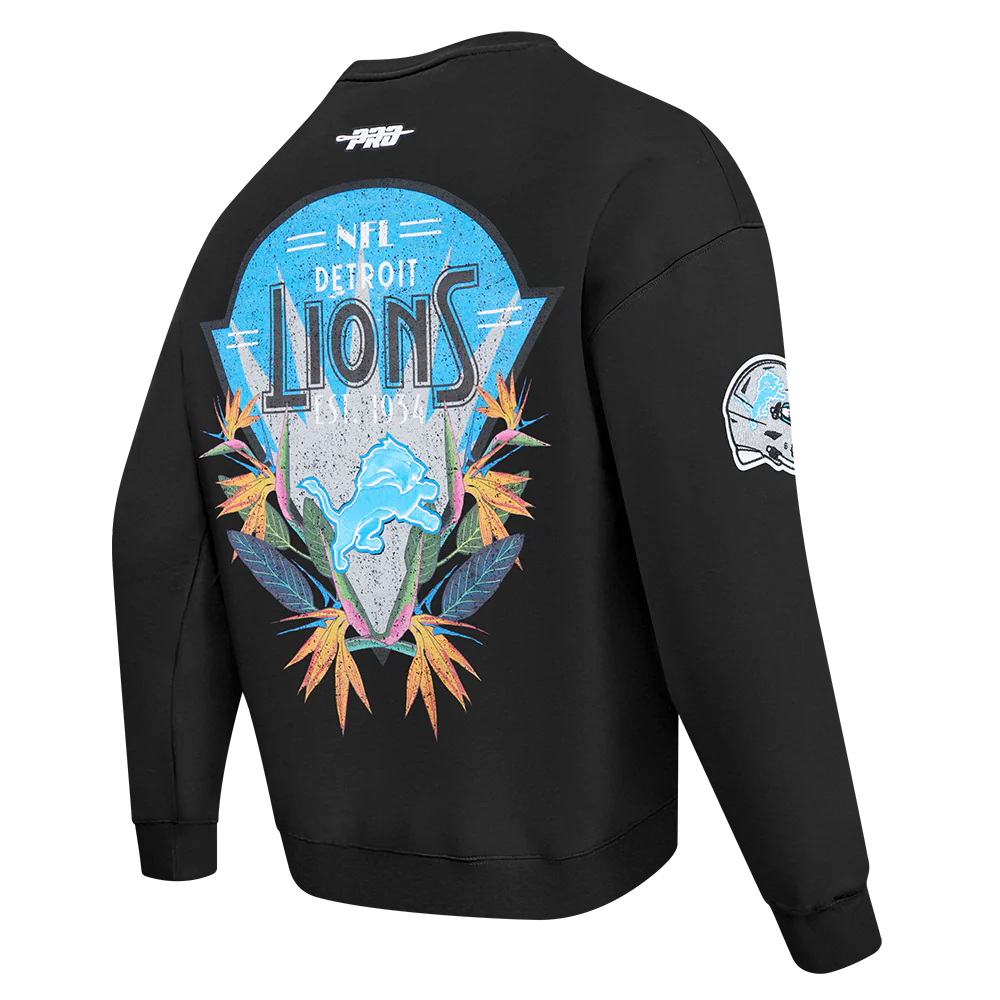 NFL DETROIT LIONS PARADISE MEN'S CREWNECK SWEATSHIRT (BLACK) - Image 4
