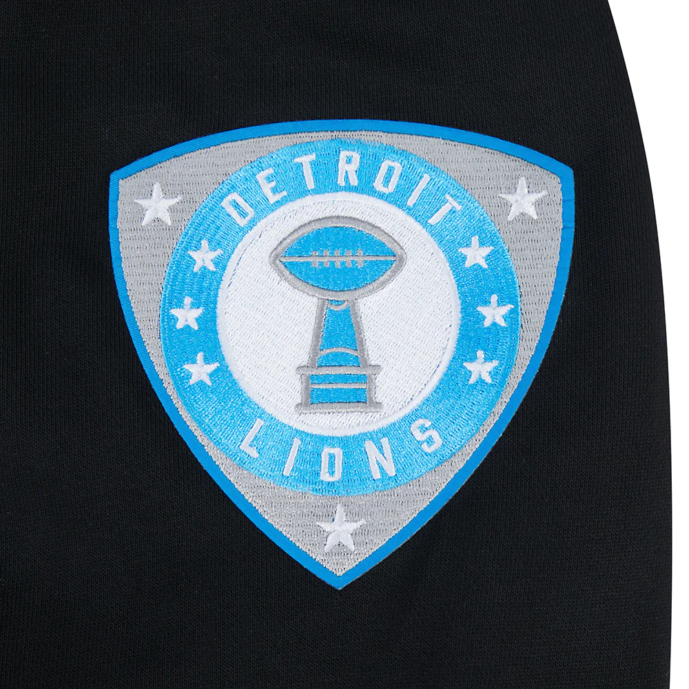 NFL DETROIT LIONS LETTERMAN MEN'S PULL OVER HOODIE (BLACK) - Image 5