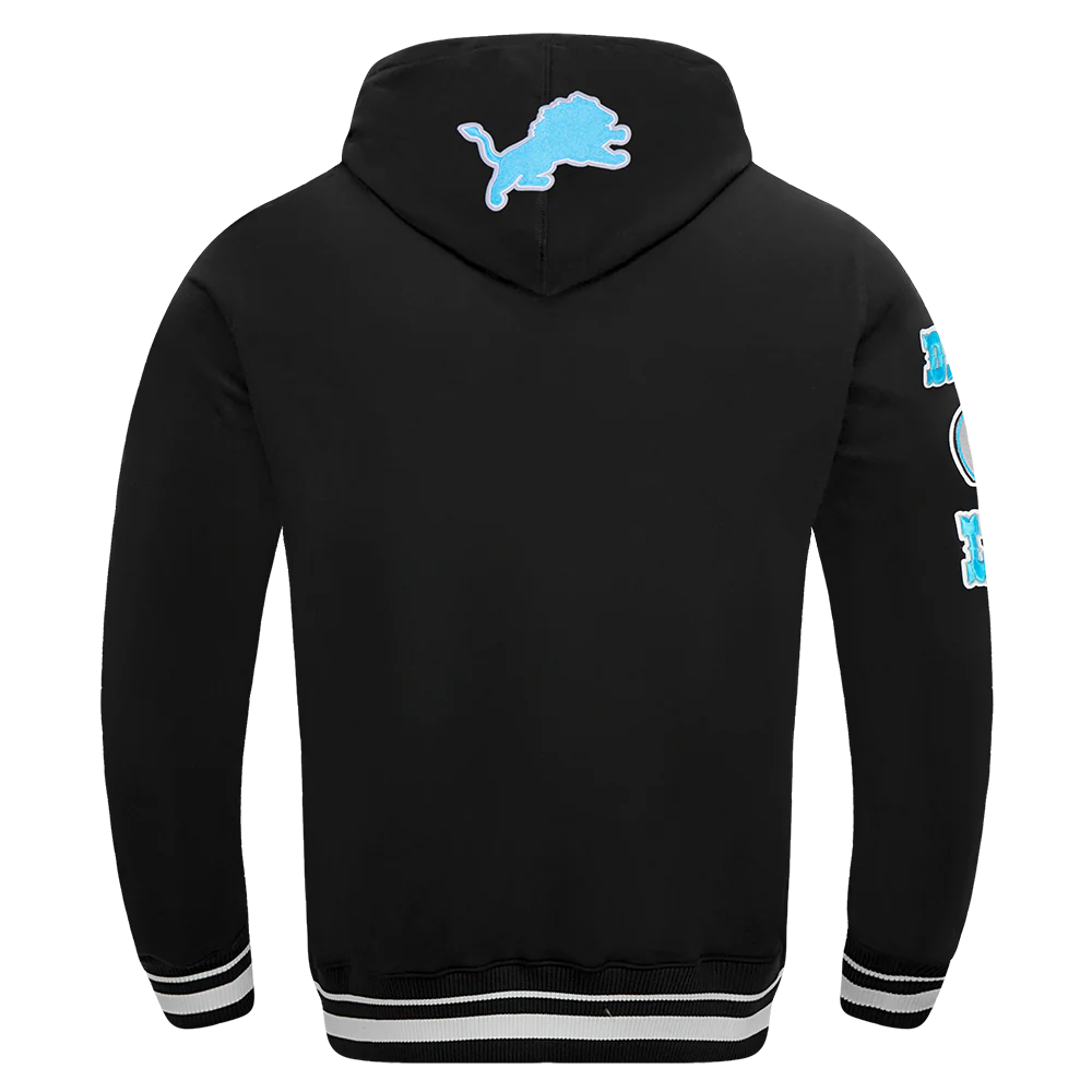 NFL DETROIT LIONS RETRO CLASSIC MEN'S PULLOVER HOODIE (BLACK) - Image 3