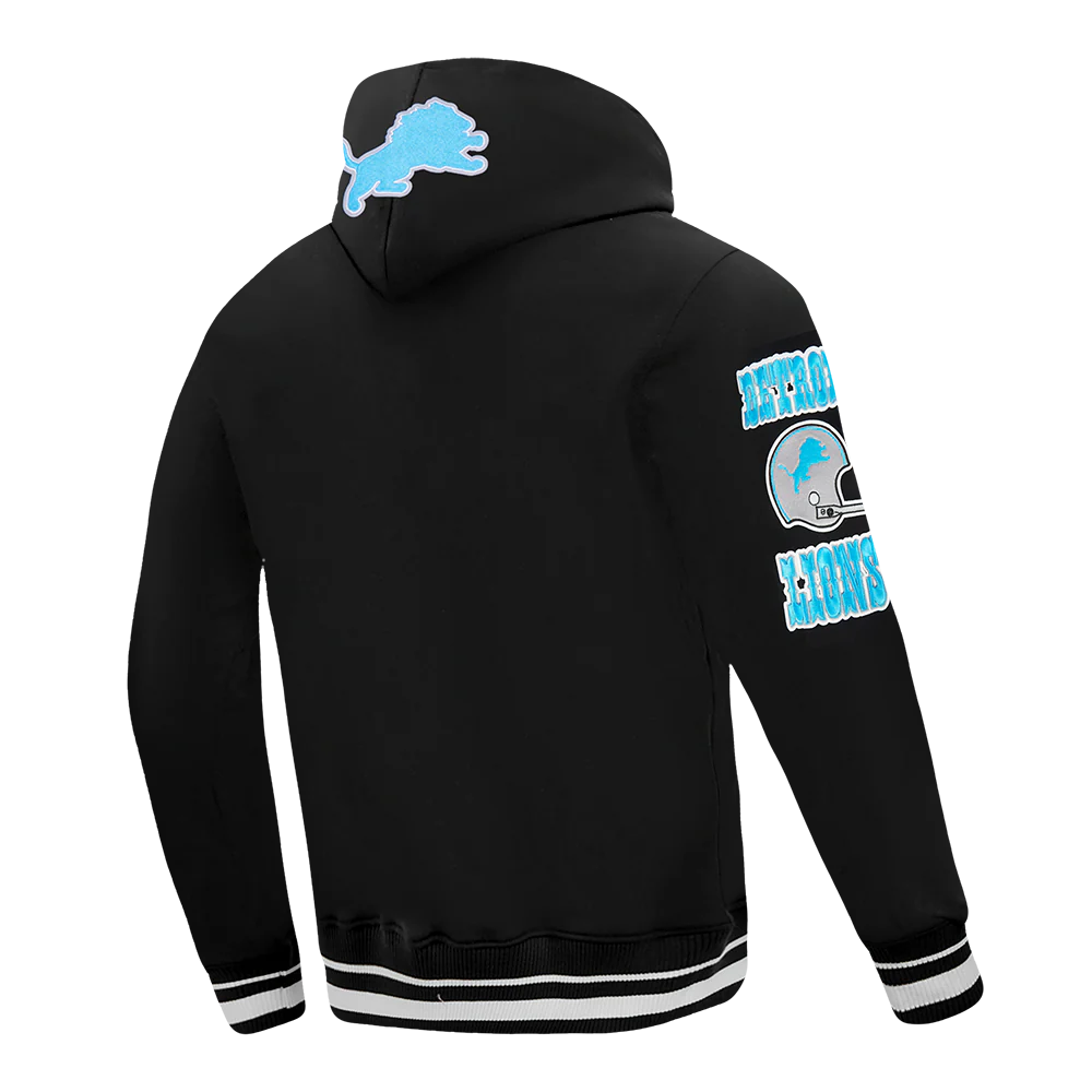 NFL DETROIT LIONS RETRO CLASSIC MEN'S PULLOVER HOODIE (BLACK) - Image 4