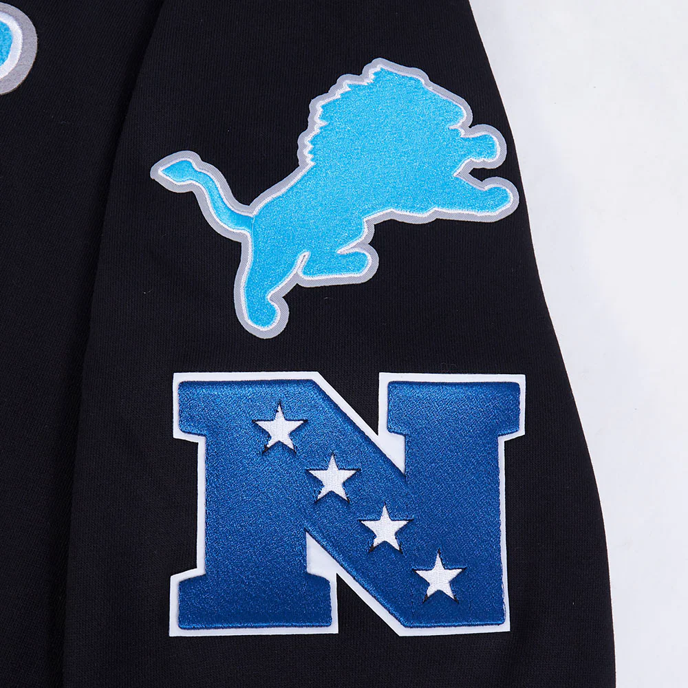 NFL DETROIT LIONS RETRO CLASSIC MEN'S PULLOVER HOODIE (BLACK) - Image 5