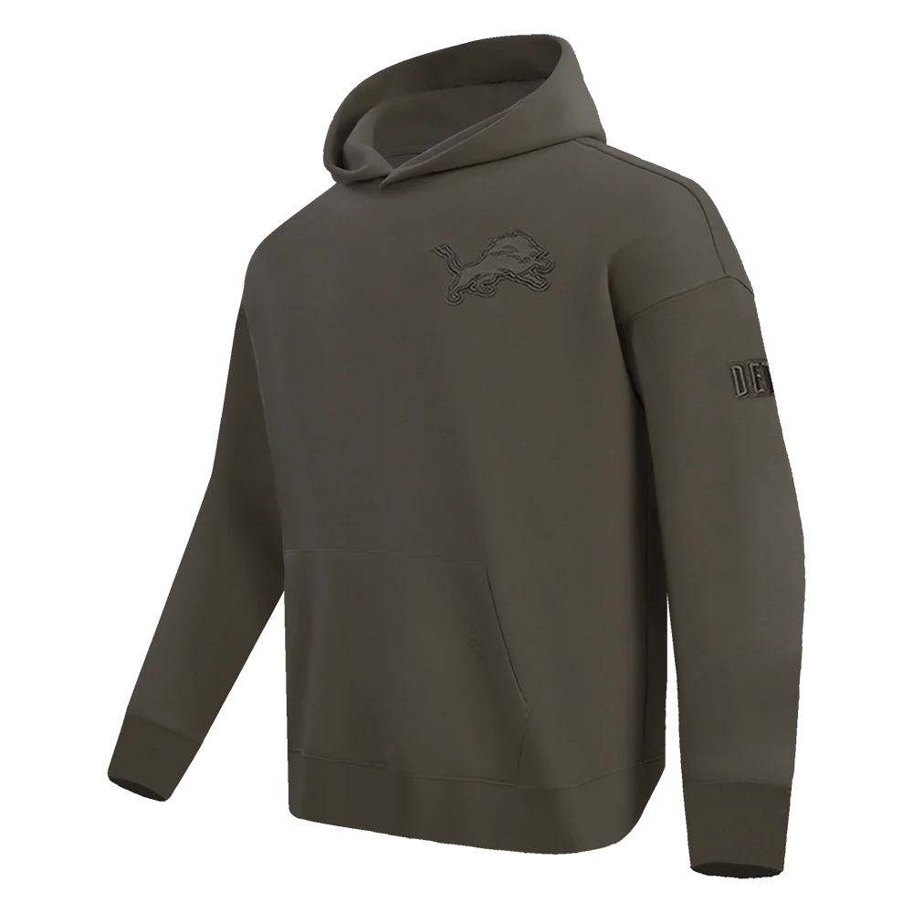NFL DETROIT LIONS NEUTRAL MEN'S DROP SHOULDER PULLOVER HOODIE (DARK TAUPE) - Image 2