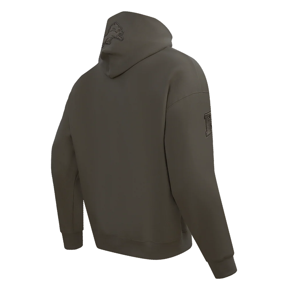 NFL DETROIT LIONS NEUTRAL MEN'S DROP SHOULDER PULLOVER HOODIE (DARK TAUPE) - Image 4