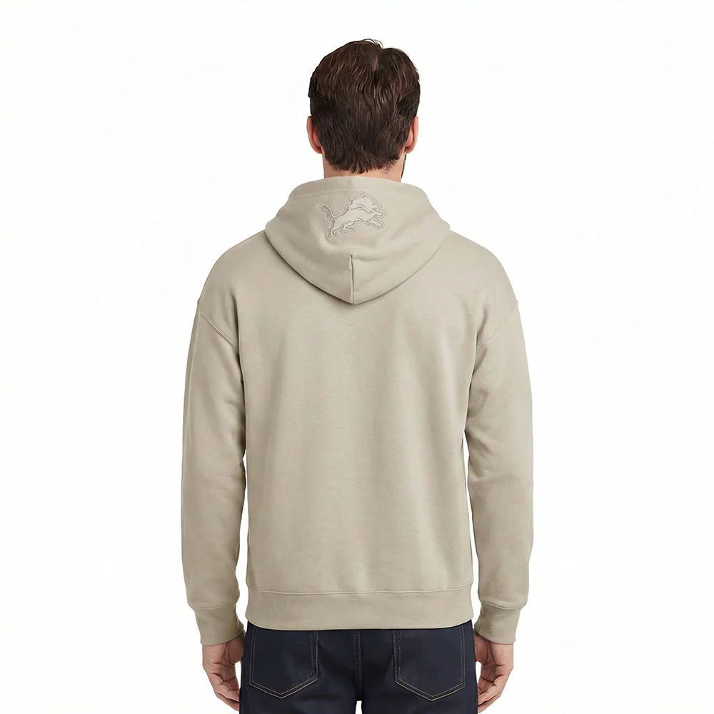 NFL DETROIT LIONS NEUTRAL DROP SHOULDER FLEECE PULLOVER HOODIE (TAUPE) - Image 2