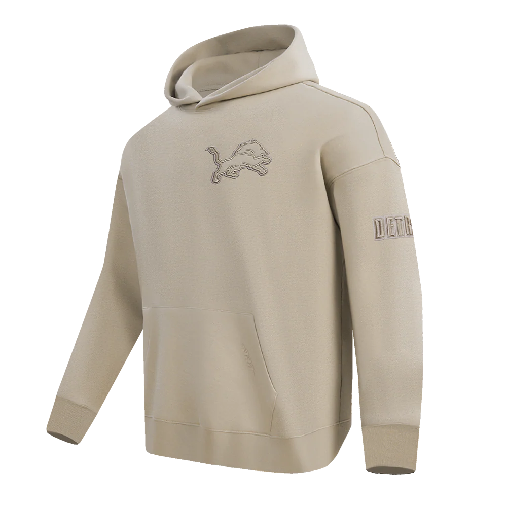 NFL DETROIT LIONS NEUTRAL DROP SHOULDER FLEECE PULLOVER HOODIE (TAUPE) - Image 6