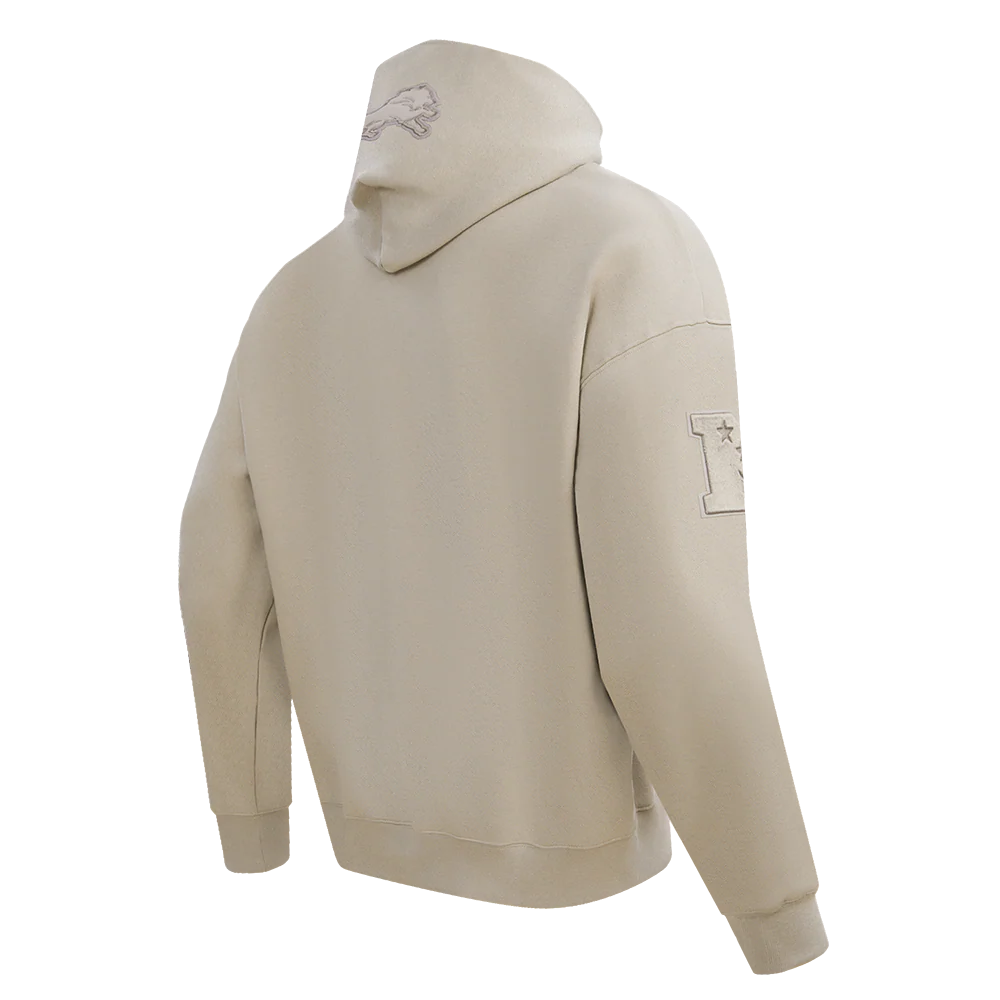 NFL DETROIT LIONS NEUTRAL DROP SHOULDER FLEECE PULLOVER HOODIE (TAUPE) - Image 8