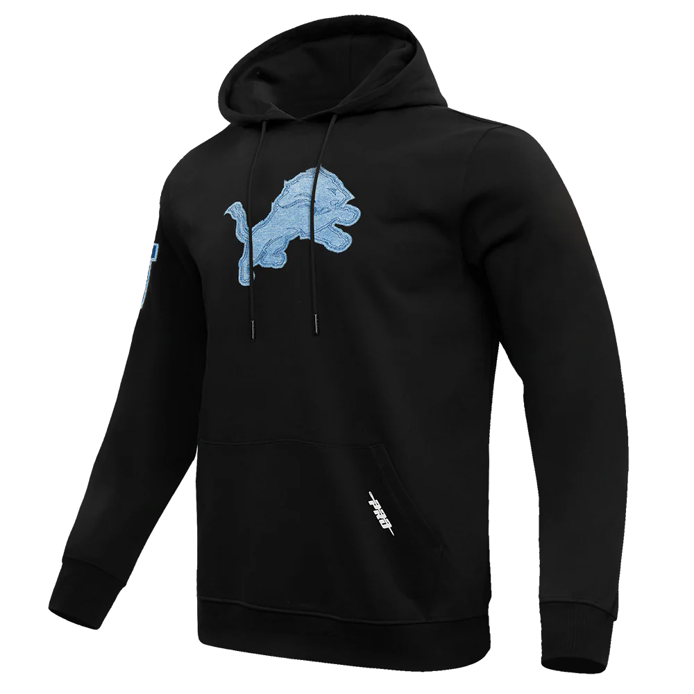 NFL DETROIT LIONS VARSITY BLUES MEN'S PULLOVER HOODIE (BLACK) - Image 2