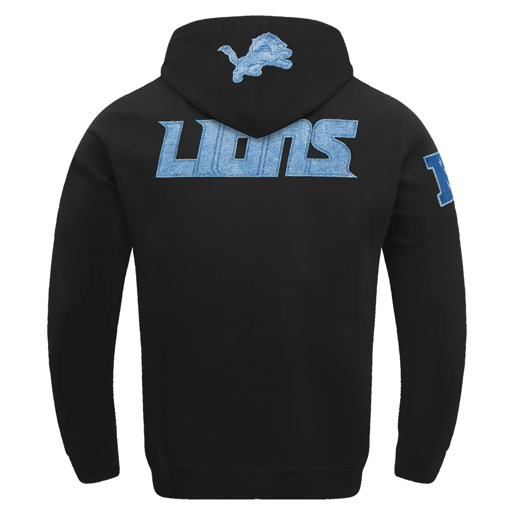 NFL DETROIT LIONS VARSITY BLUES MEN'S PULLOVER HOODIE (BLACK) - Image 3