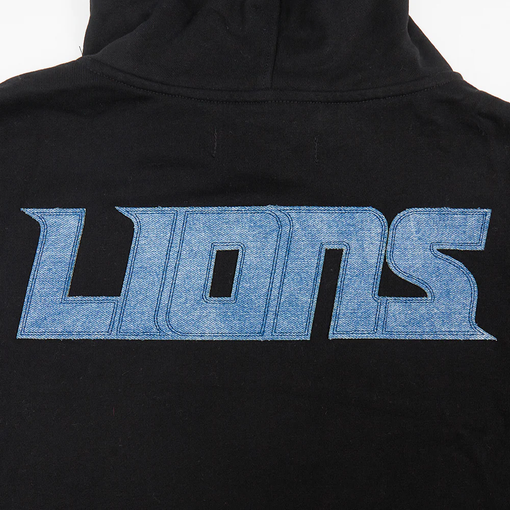 NFL DETROIT LIONS VARSITY BLUES MEN'S PULLOVER HOODIE (BLACK) - Image 7