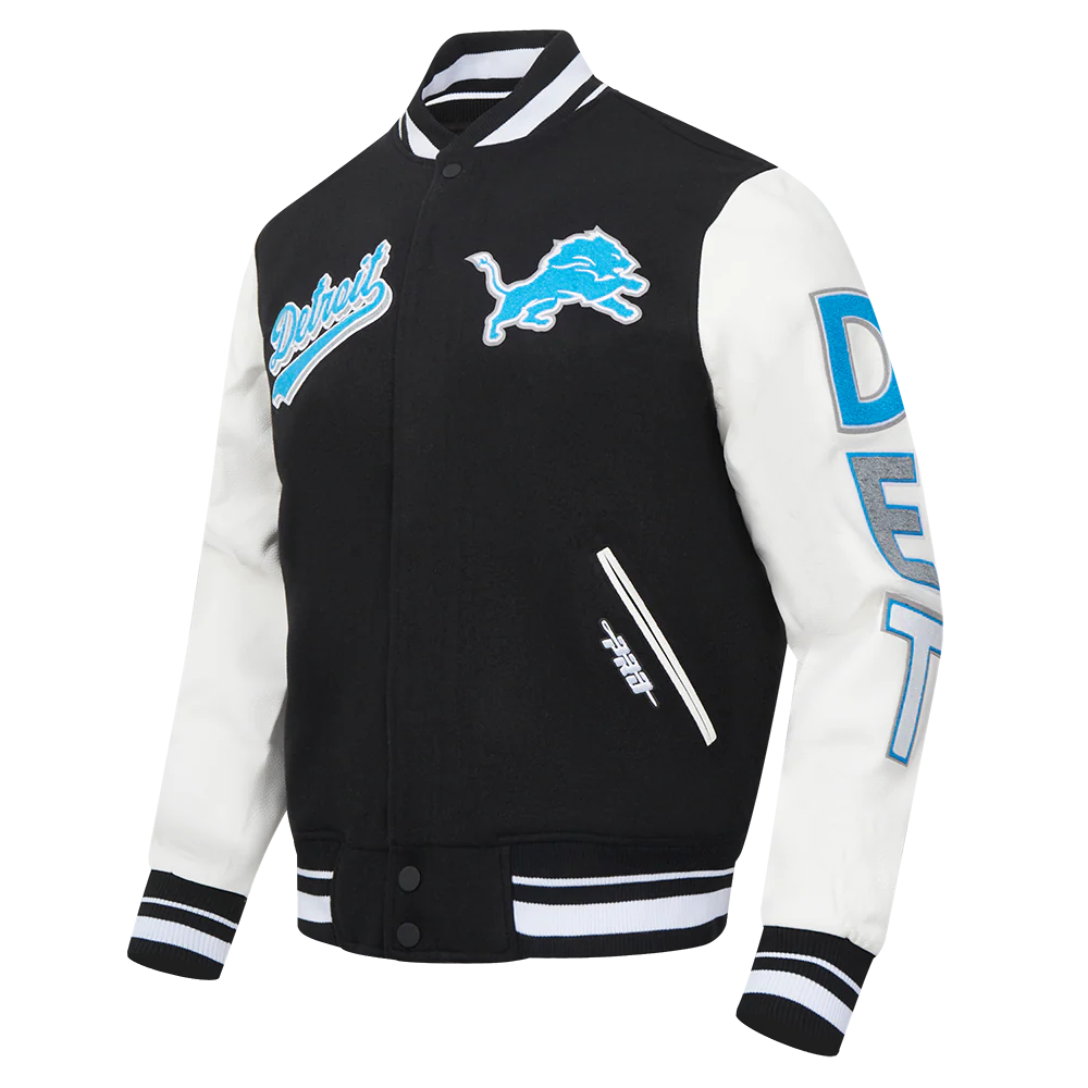 NFL DETROIT LIONS SCRIPT TAIL MEN'S RIB WOOL VARSITY (BLACK/WHITE) - Image 4