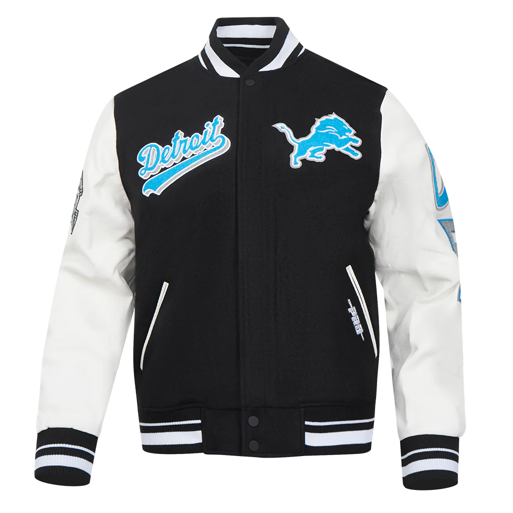 NFL DETROIT LIONS SCRIPT TAIL MEN'S RIB WOOL VARSITY (BLACK/WHITE) - Image 5