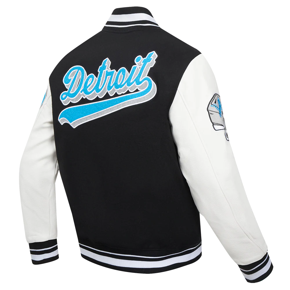 NFL DETROIT LIONS SCRIPT TAIL MEN'S RIB WOOL VARSITY (BLACK/WHITE) - Image 8