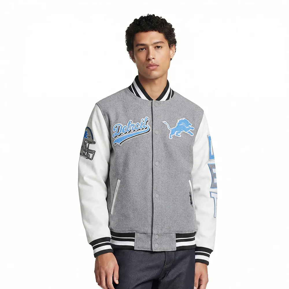 NFL DETROIT LIONS SCRIPT TAIL MEN'S RIB WOOL VARSITY (HEATHER GREY/WHITE/BLACK)