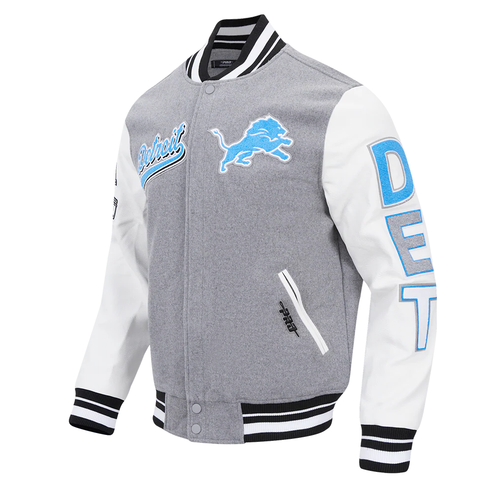 NFL DETROIT LIONS SCRIPT TAIL MEN'S RIB WOOL VARSITY (HEATHER GREY/WHITE/BLACK) - Image 6