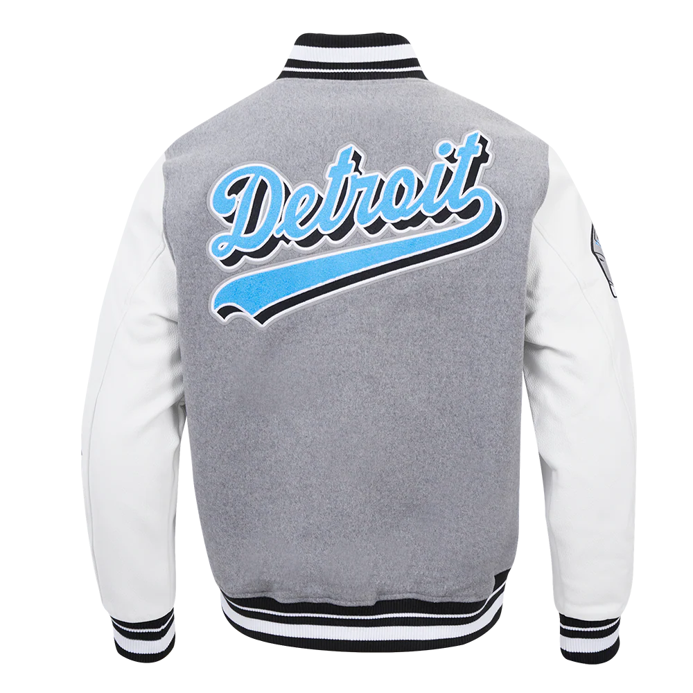NFL DETROIT LIONS SCRIPT TAIL MEN'S RIB WOOL VARSITY (HEATHER GREY/WHITE/BLACK) - Image 7