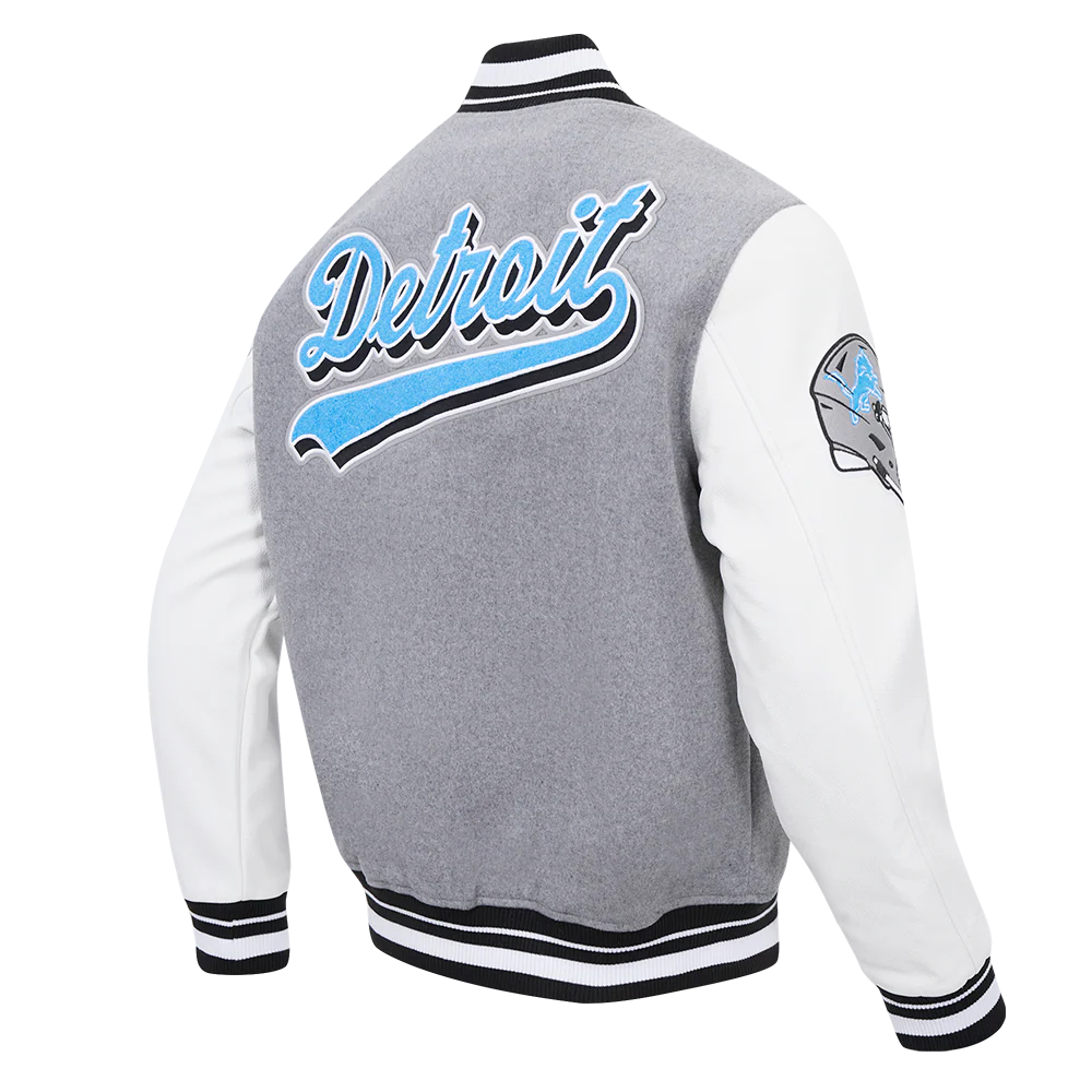NFL DETROIT LIONS SCRIPT TAIL MEN'S RIB WOOL VARSITY (HEATHER GREY/WHITE/BLACK) - Image 8