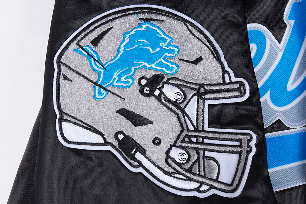 NFL DETROIT LIONS SCRIPT TAIL MEN'S SATIN JACKET (BLACK) - Image 9