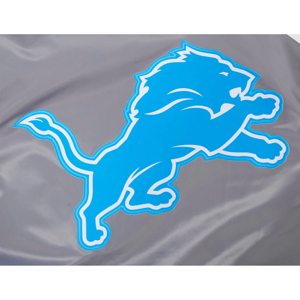NFL DETROIT LIONS SCRIPT TAIL MEN'S SATIN JACKET (GRAY) - Image 12