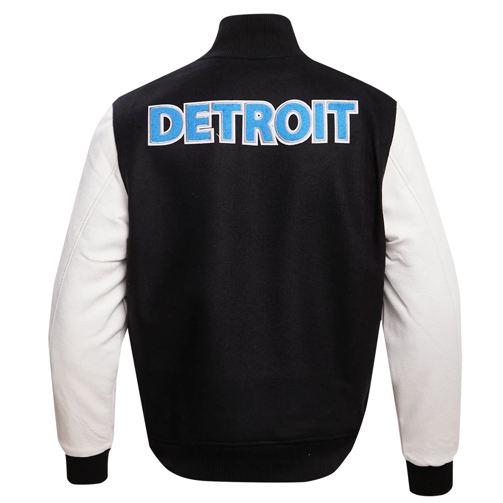 NFL DETROIT LIONS CLASSIC MEN'S WOOL VARSITY JACKET (BLACK/WHITE) - Image 4