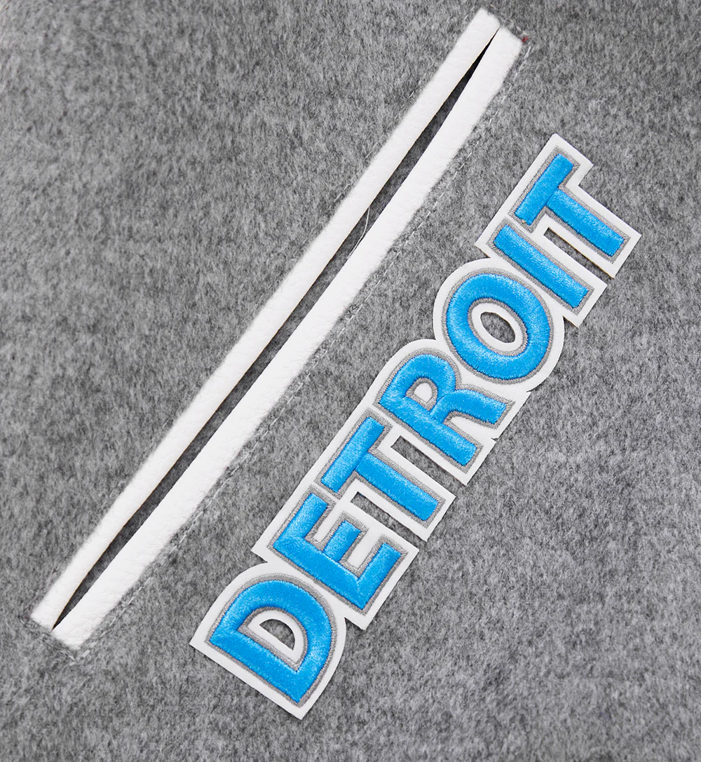NFL DETROIT LIONS CLASSIC WOOL MEN'S VARSITY JACKET (GRAY/WHITE) - Image 7