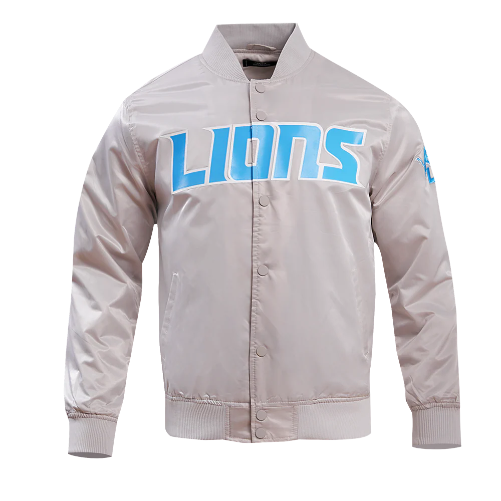 NFL DETROIT LIONS BIG LOGO MEN'S SATIN JACKET (SILVER)