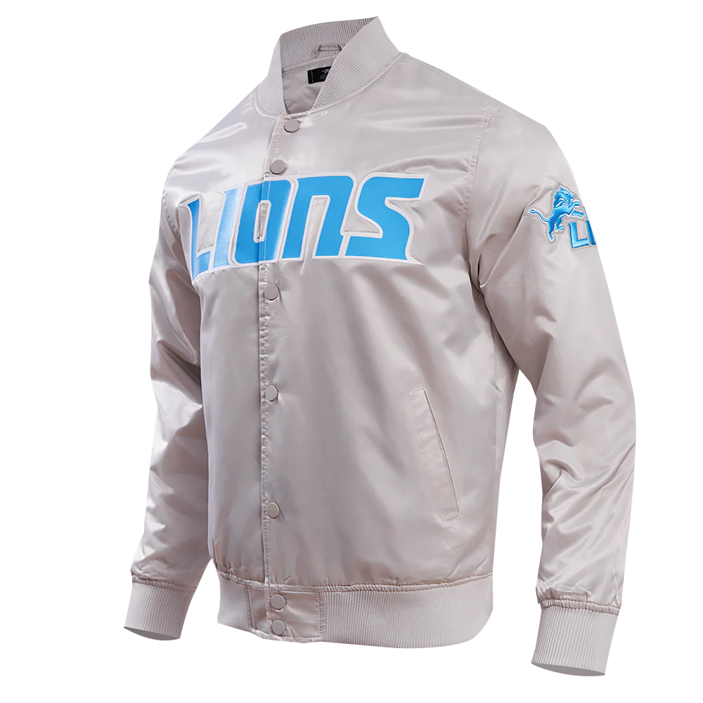 NFL DETROIT LIONS BIG LOGO MEN'S SATIN JACKET (SILVER) - Image 2